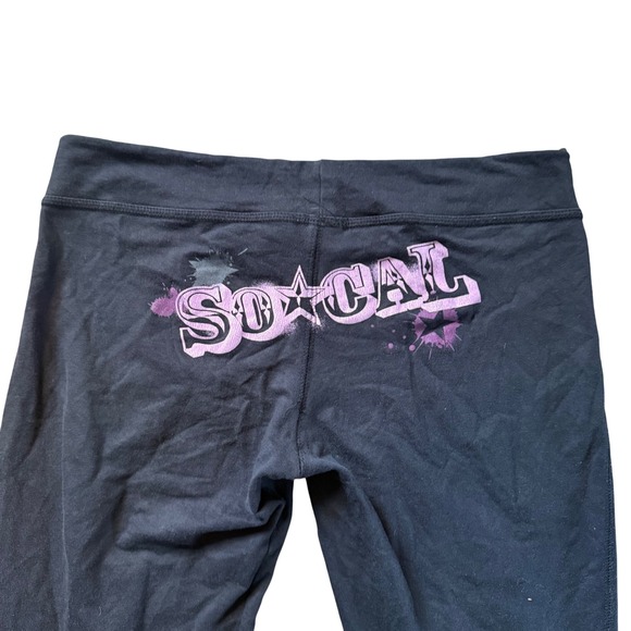 Y2K SoCal Black Drawstring Lounge Pants Bootcut Flare Women's Large Booty Print - Picture 1 of 14